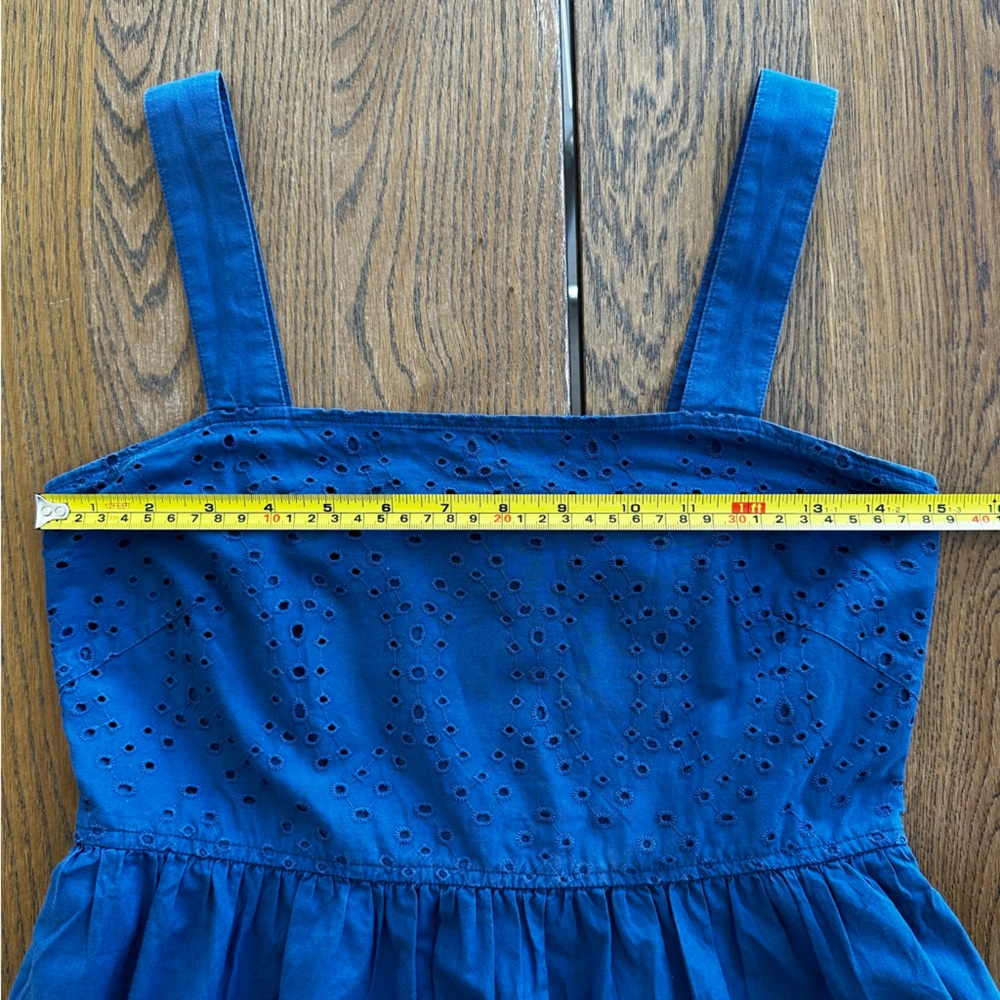 Uniglo Cotton Sun Midi Dress Eyelet Smocked Pockets Blue Size XS Women's - Picture 9 of 16